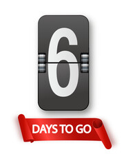 Obraz premium 6 days to go icon set. Countdown of days remaining. Offer timer sticker limited to a few days. Vector