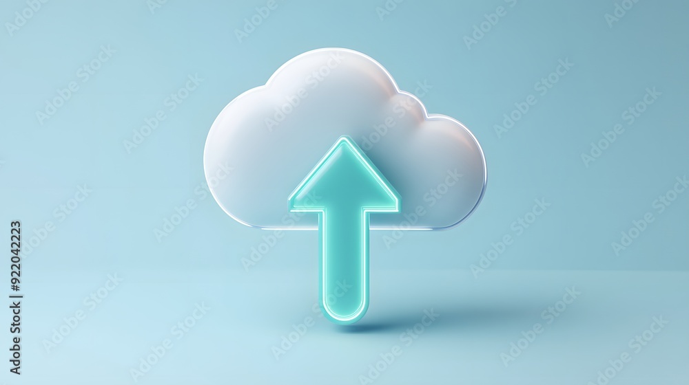 Aufkleber cloud storage concept with an upward facing arrow indicating uploading files. minimalistic design in