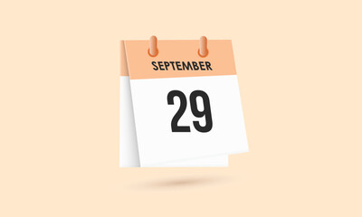 September 29 - calendar and Time planner. Daily Calendar Icon reminder. Vector Illustration.