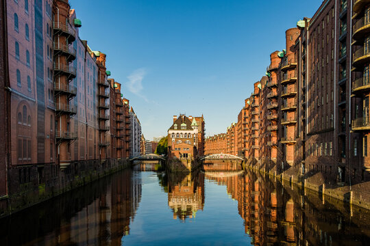 Warehouse city in Germany. The Architecture of Northern Germany  - Powered by Adobe