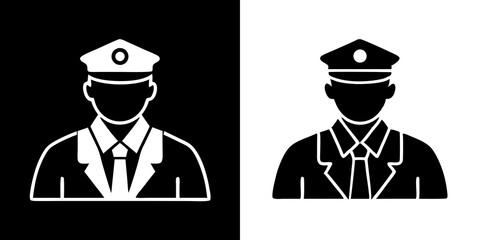 Police officer icons silhouette vector art style illustration
