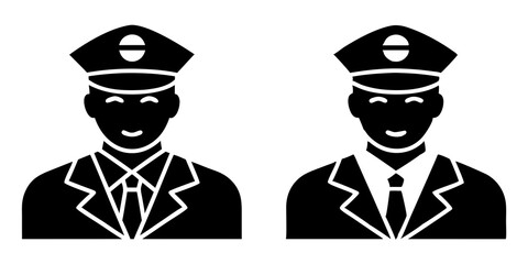 Police officer icons silhouette vector art style illustration
