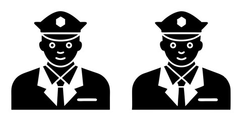 Police officer icons silhouette vector art style illustration
