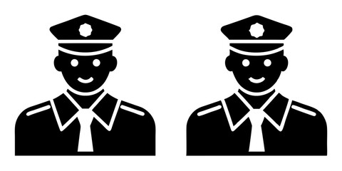Police officer icons silhouette vector art style illustration
