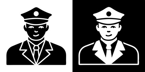 Police officer icons silhouette vector art style illustration
