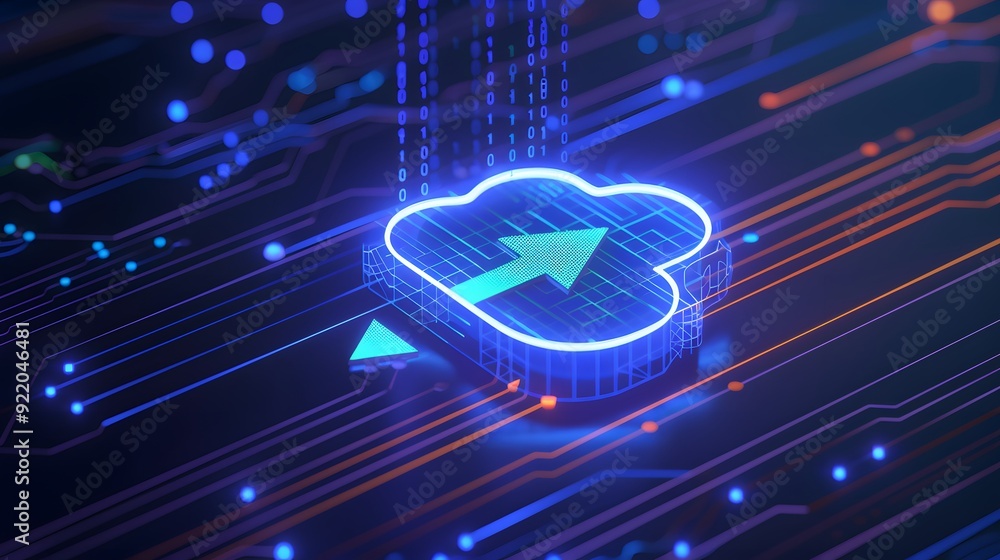 Poster digital cloud representing data storage and transfer in a futuristic and high-tech setting, illumina