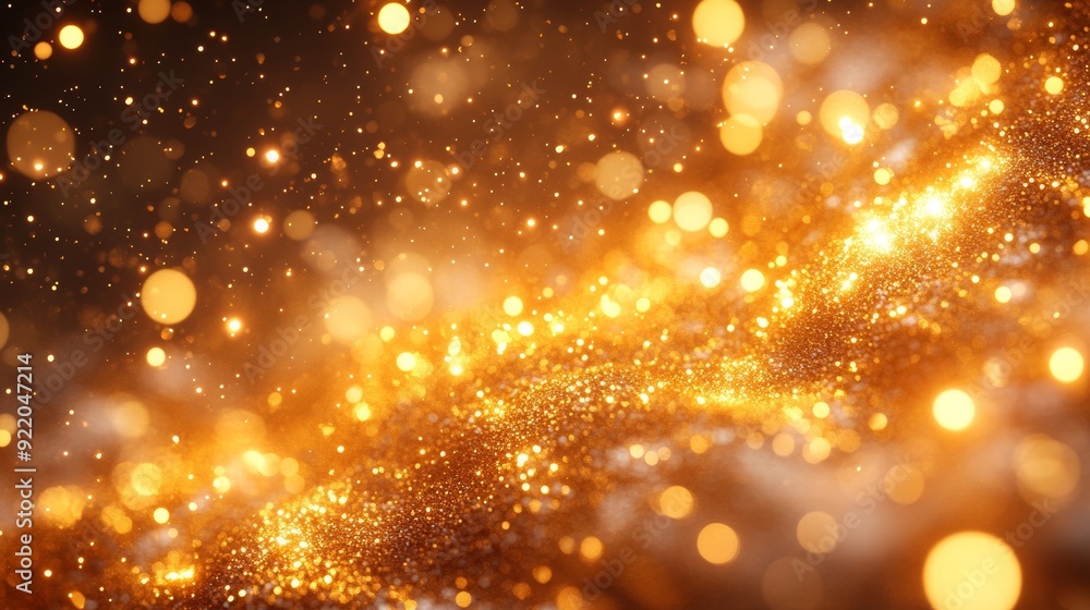 Poster abstract gold background with defocused lights creating bokeh