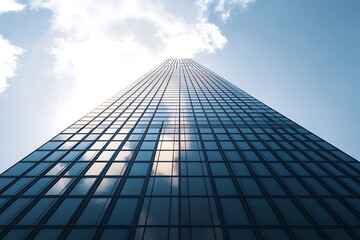 Fototapeta premium Modern Glass Skyscraper Reaching for the Sky