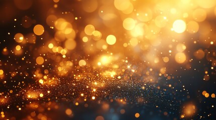 Golden glitter creating festive bokeh effect background