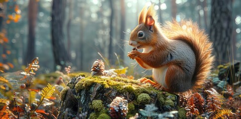 A Curious Squirrel in the Forest