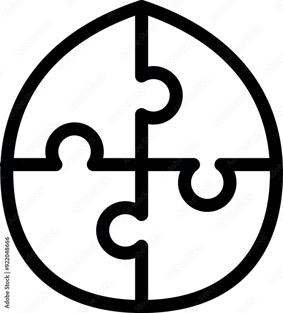 Poster four puzzle pieces are connected, creating a circular shape, symbolizing problem solving and unity