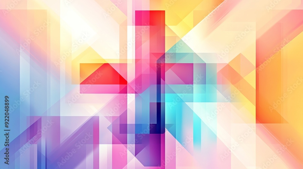 Poster Abstract geometric background with overlapping shapes creating colorful pattern
