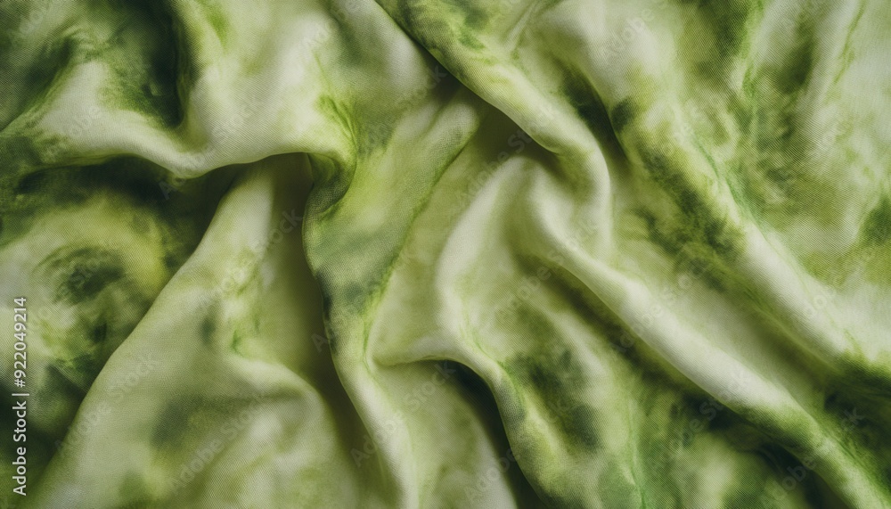 Poster textured green fabric with a natural pattern illuminated by soft light