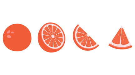 Vector set of red fresh grapefruits icon. Grapefruit fruits on white isolated background. Grapefruits vector slices collection	