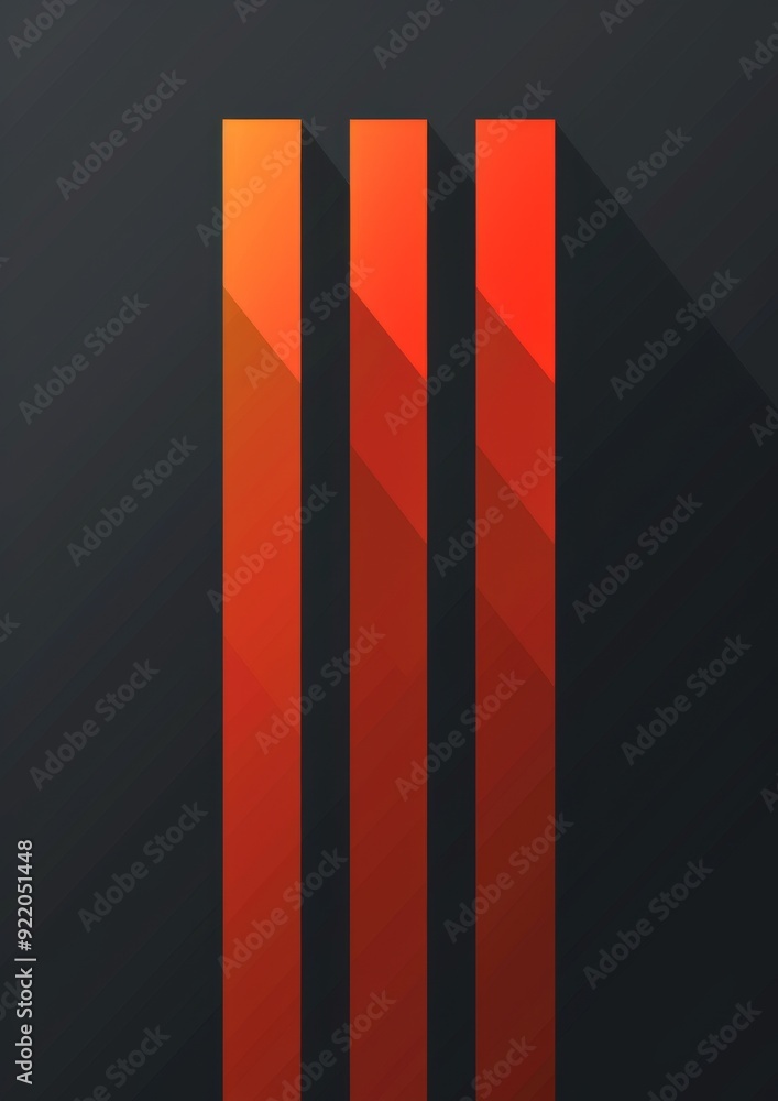 Aufkleber minimalistic pattern of four vertical red bars on a dark background
