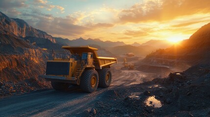 The sun is setting in the background, casting a warm glow over the scene