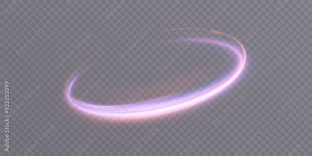 Poster Light and bright Twirl. Curved light effect blue-violet lines. Effect of high-speed light energy for the action of game characters