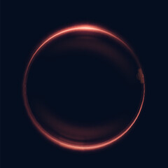 Vector golden circle light line effect. Glowing fire trail on dark background.