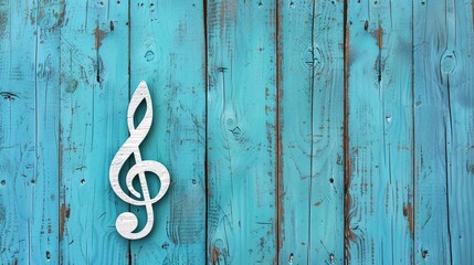 Customizable Blue Wooden Planks with  Text Area and a music note