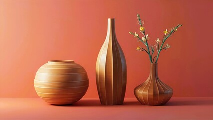 A set of warm-toned vases with sleek designs, perfect for adding a natural and modern touch to any space.