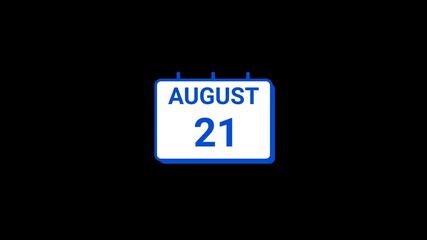 21 August calendar icon Animation