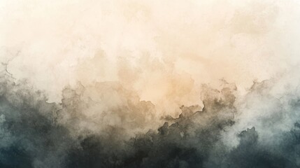 Abstract watercolor background forming a cloudy sky with a golden light