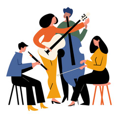 Abstract People Musicians Flat Vector Illustration