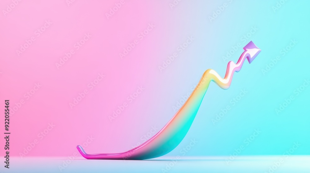 Poster a colorful line graph illustrating a steady upward trajectory of stock prices.