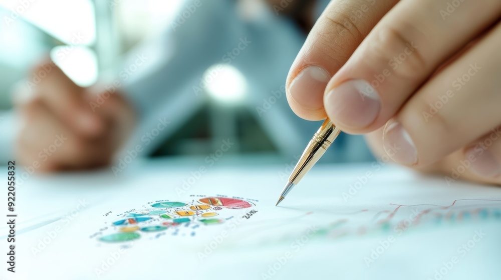 Aufkleber a financial advisor explaining a complex financial plan to a client, using charts and graphs.