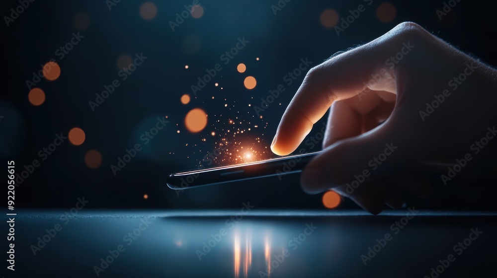 Poster a close up shot of a hand typing a message on a smartphone keyboard, highlighting the ease and acces