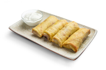 Delicious pancakes on a plate. Close up