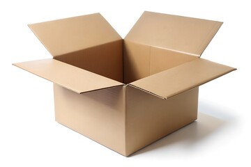 opened cardboard box isolated on a white background.