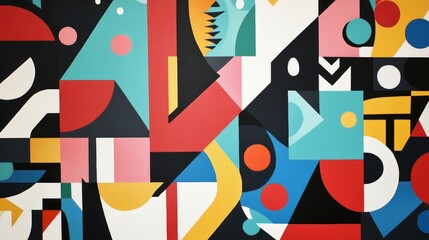 Obraz premium Asymmetrical patterns and vibrant shapes creating a dynamic composition