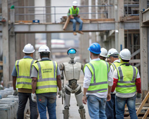  Builder Team in Action at a Construction Site - Highlighting the Importance of Workers, AI Generated.
