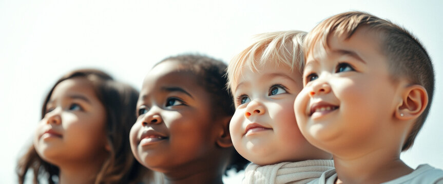Diverse children looking up with hope and optimism - Powered by Adobe