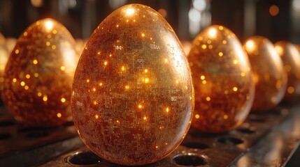 Digital Code Overlay on Chicken Egg - Representing Agricultural Technology