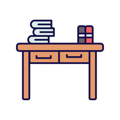 desk color line icon with white background vector stock illustration