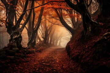 Path autumn landscape outdoors.