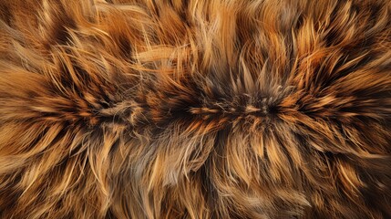 Fototapeta premium A close-up photo of fluffy brown and black fur, showcasing the intricate texture and soft appearance of animal fur. The image evokes warmth, comfort, and the natural beauty of animal pelts.