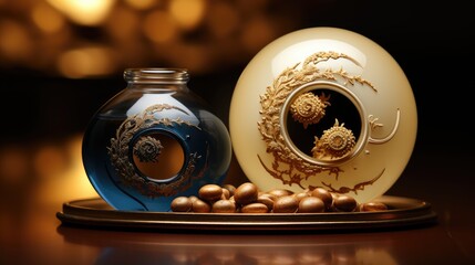 Conceptual Design with Big Blue Yin Yang Symbol  