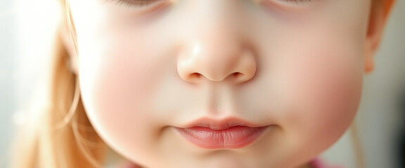 Fototapeta premium Close-up of a Child's Mouth and Nose