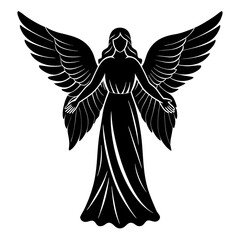  Angel black silhouette vector illustration