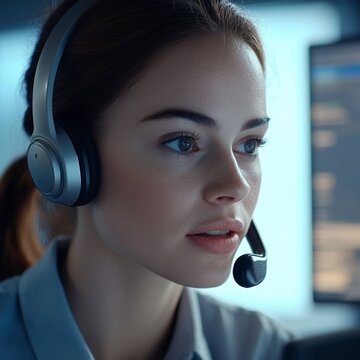Female call center operater, Generative AI 