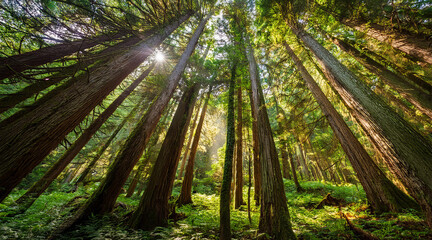 Naklejka premium Green grass, wildflowers, and a few trees dotting the landscape