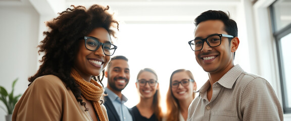 Diverse Team of Professionals Smiling and Looking at the Camera