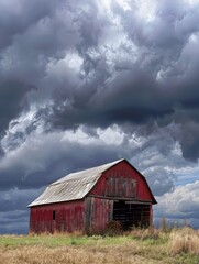Fototapeta premium Barn Under a Stormy Sky