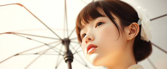 Woman's Face with Umbrella