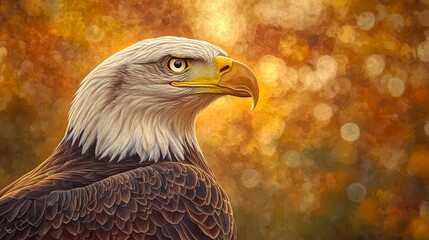 Obraz premium Majestic Bald Eagle Golden Hour Close-Up