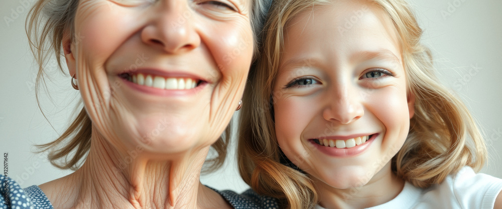 Canvas Prints Grandmother and granddaughter smile together