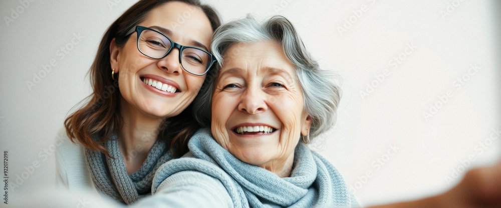 Canvas Prints Happy Grandmother and Granddaughter Taking a Selfie